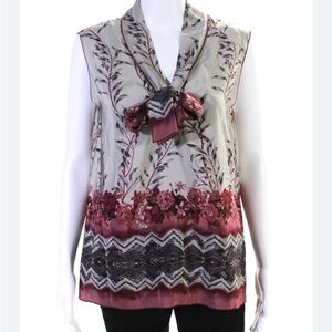 Moschino Burgundy and Cream Floral Blouse